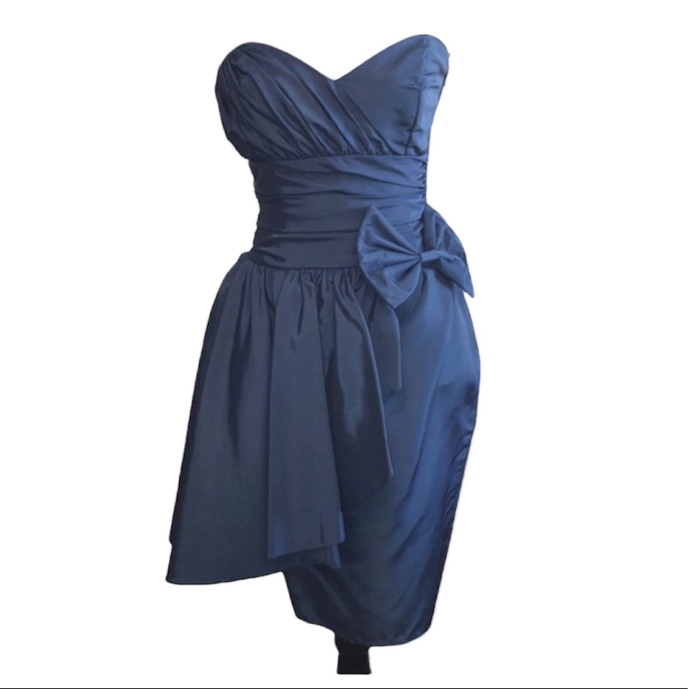 GUNNE SAX by Jessica McClintock Vintage 80s Cocktail Party Dress Blue Size 7/8
